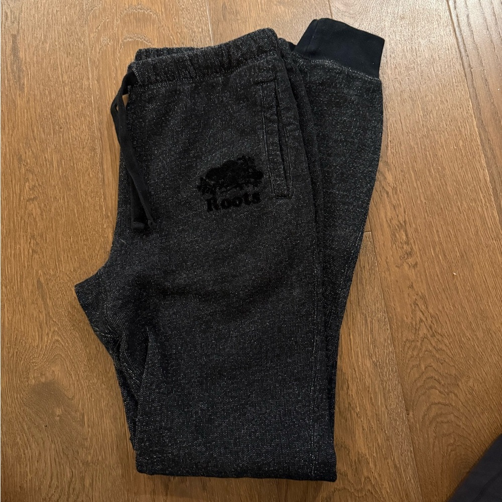 ROOTS Organic Original Cotton Black Salt & Pepper Slim Jogger Sweatpants